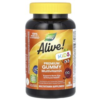 Alive! Kids, Premium Gummy Multivitamin, Cherry, Grape & Orange, 90 Gummies ❌️ არ არის რეკომენდებული ❌️